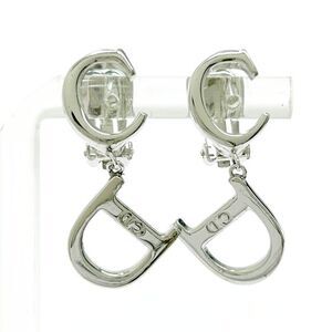 Christian DIOR Metal CD Logo Swing Earrings Ladies Silver 489962 Earrings